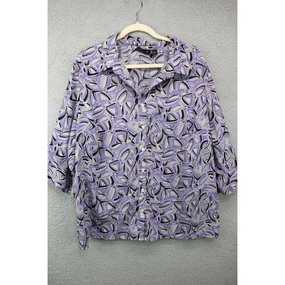 Maggie Barnes 3/4 Wide Sleeve Button-Up Blouse-Size 2X(22/24)-Office - Picture 1 of 11
